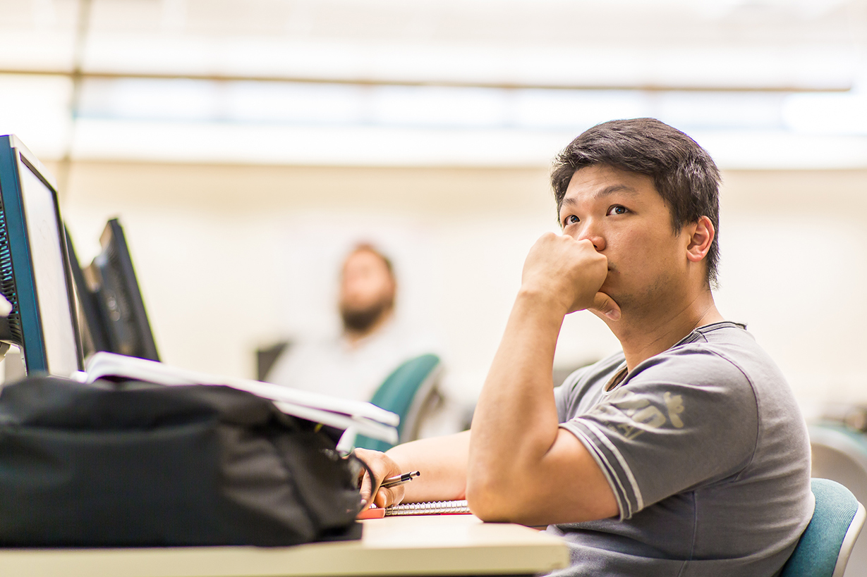  Student sits in class 