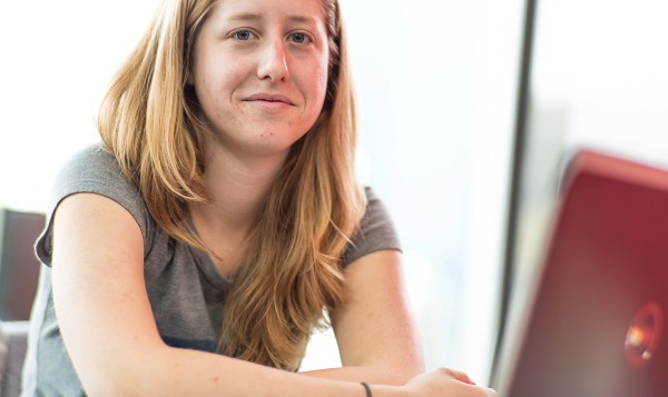 Student smiling in class