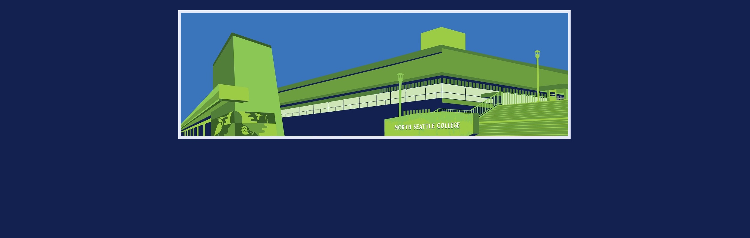  Stylized image of North Seattle College buildings 