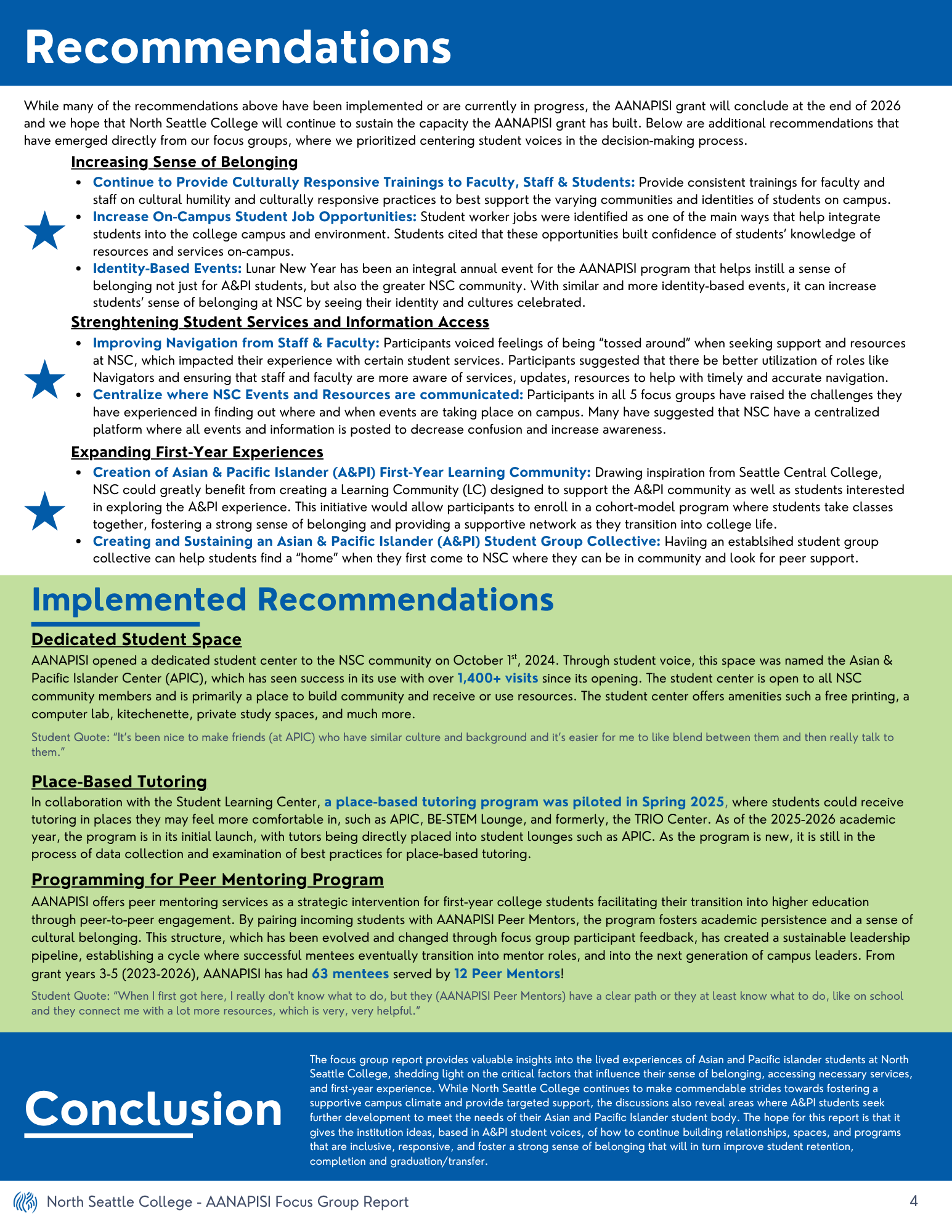 AANAPISI Focus Group Report page four