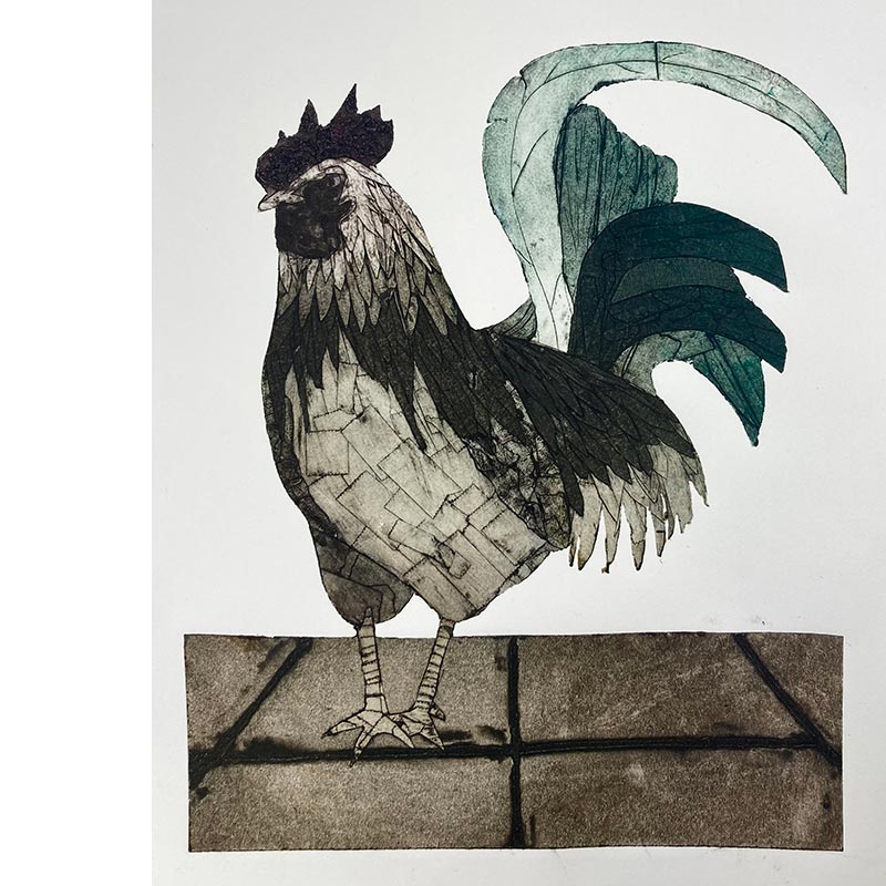 Michelle	Carranza Velasco	El Gallo	Collograph Print	22 1/4" x 15"	2024