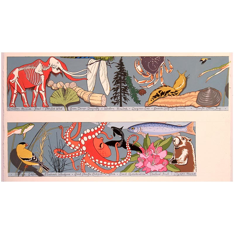 Justin	Gibbens	Washington State's Emblems and Icons: A Natural History	Mural	87" x 55'	2015