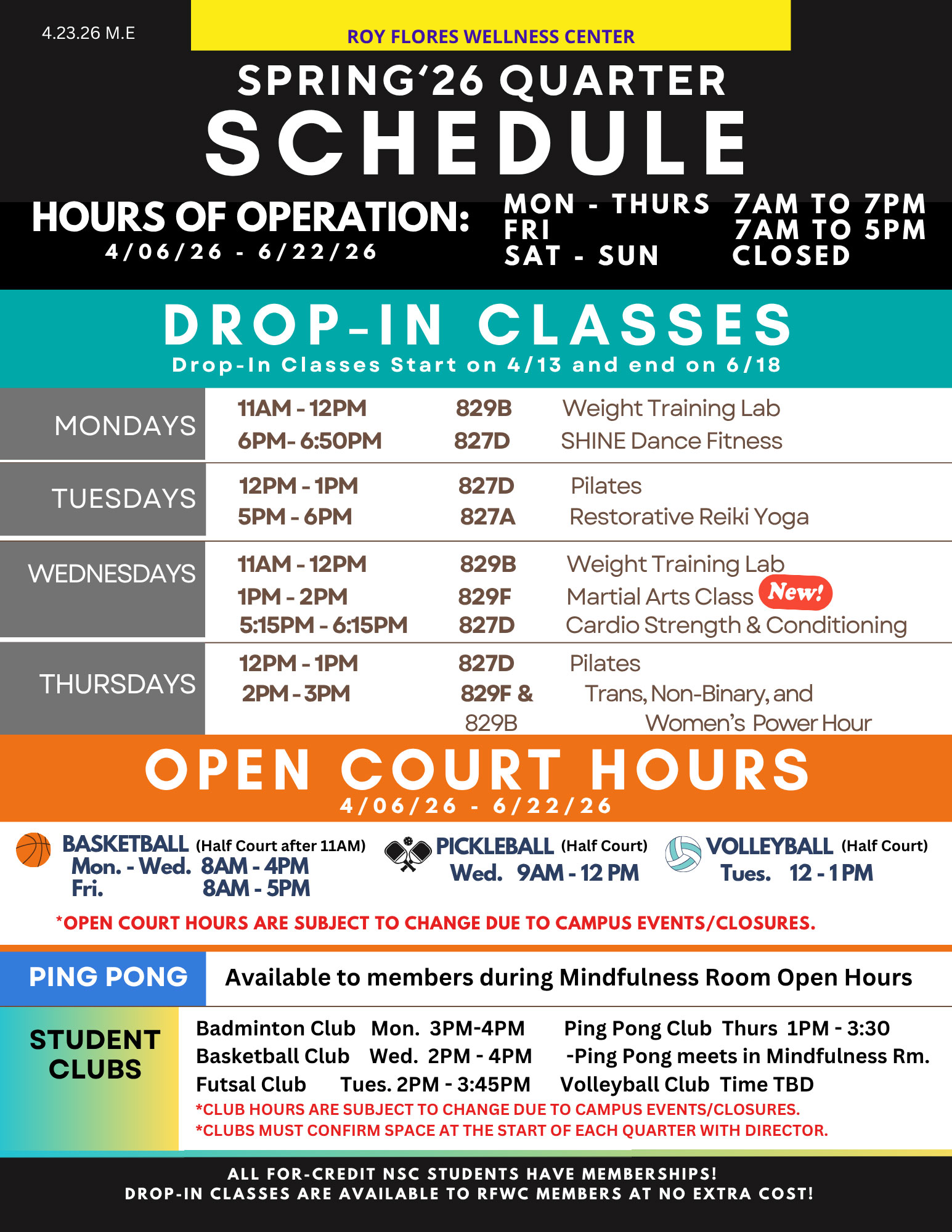 wellness schedule