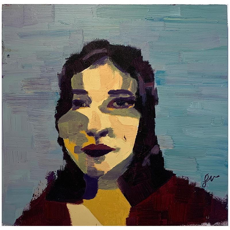 Jeanette	Velasquez	Untitled (Self Portrait)	Oil on Wood 	8" x 8"	2022