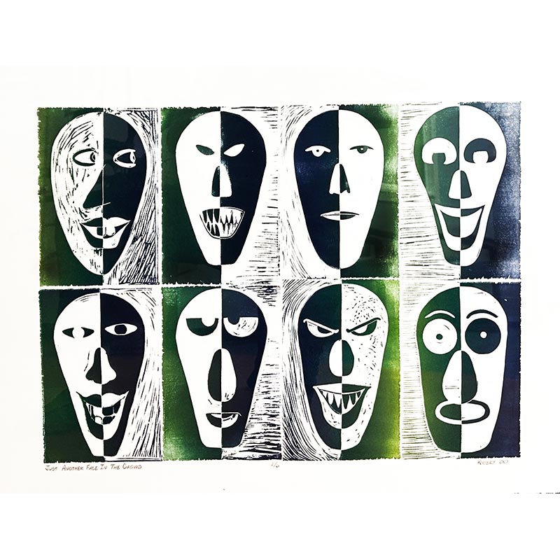 Robert Young  Masks  Color monotype block print  2000