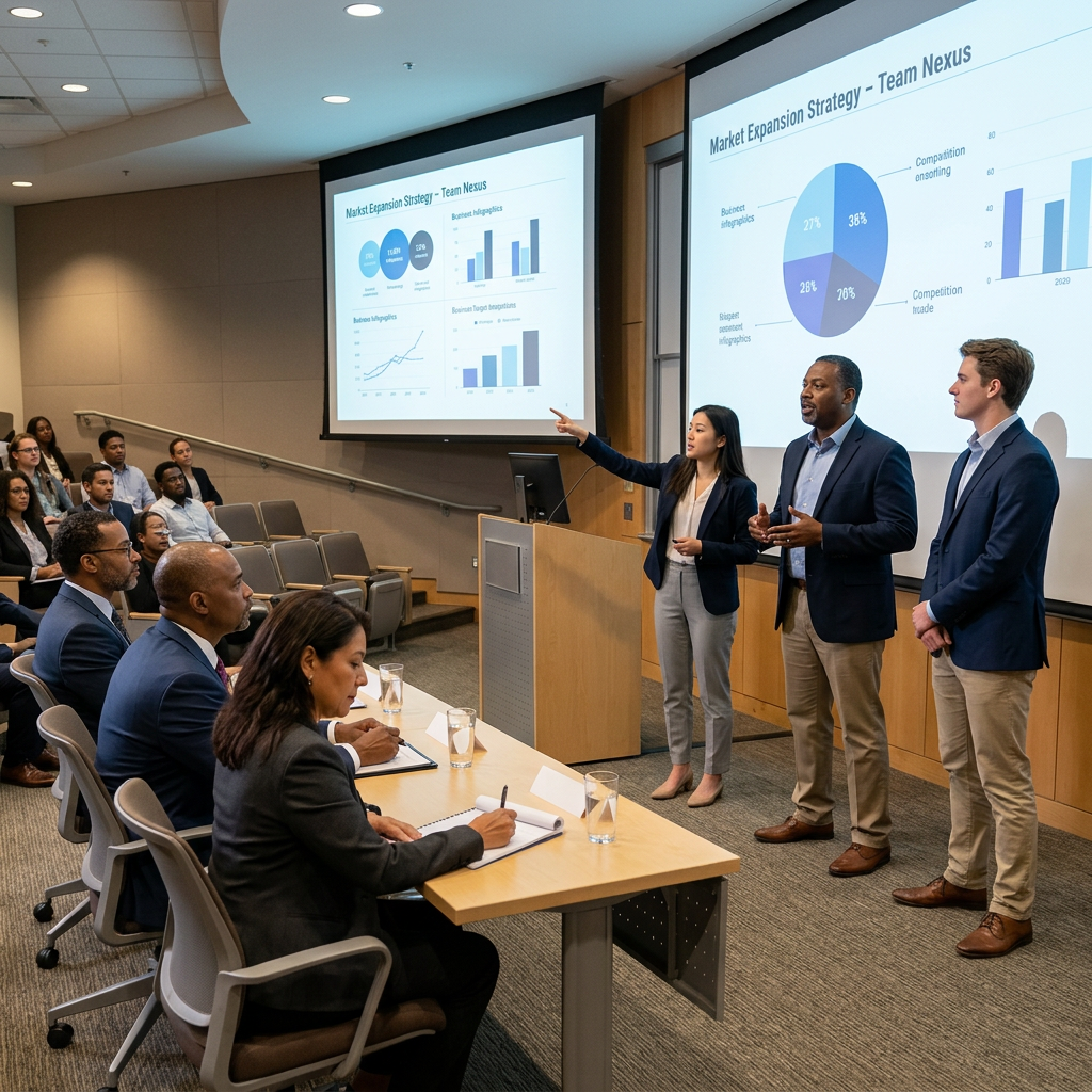 AI generated image of a team giving a presentation